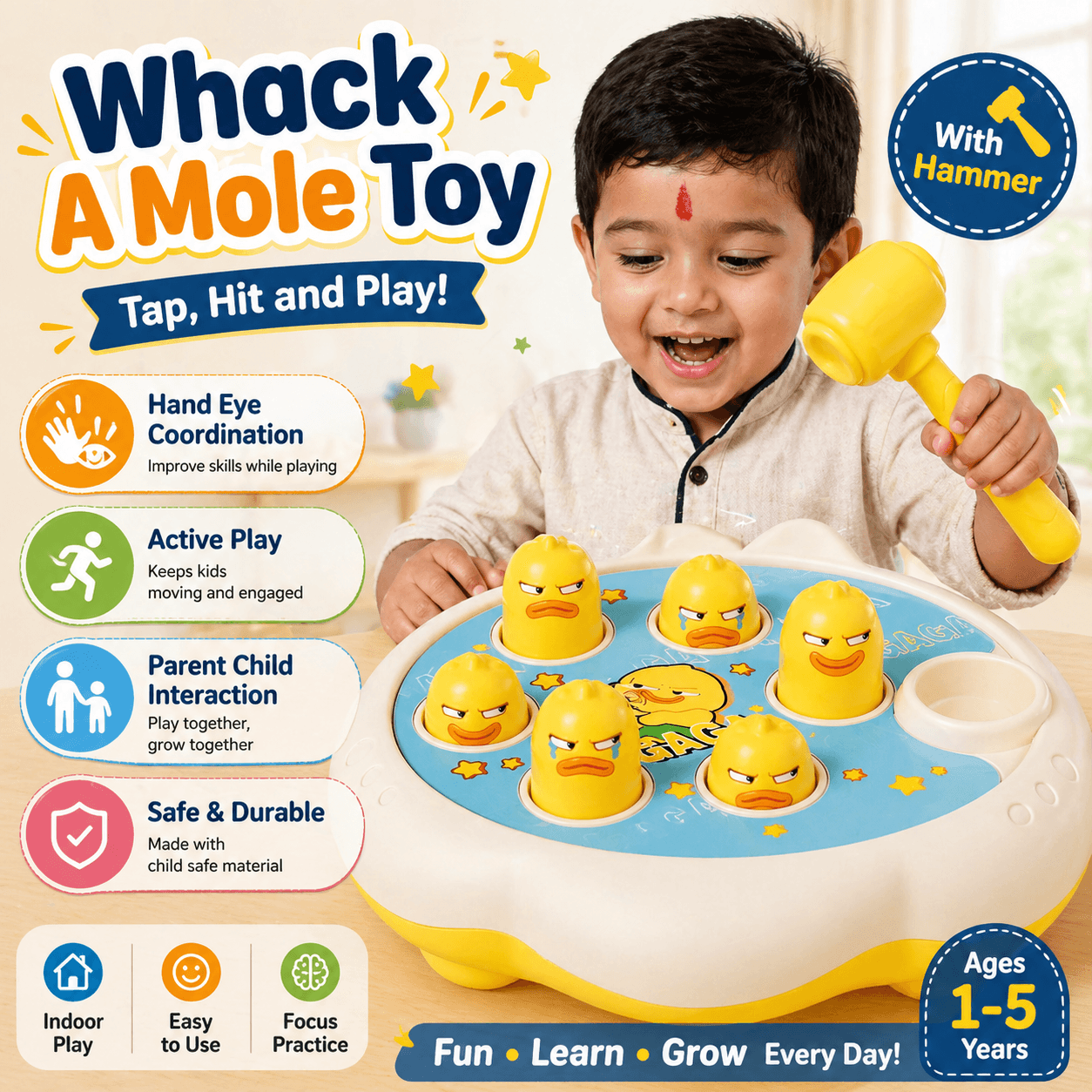Kids Whack A Mole Toy with Hammer Educational Hand Eye Coordination Toy for Kids Nepal for kids in Nepal