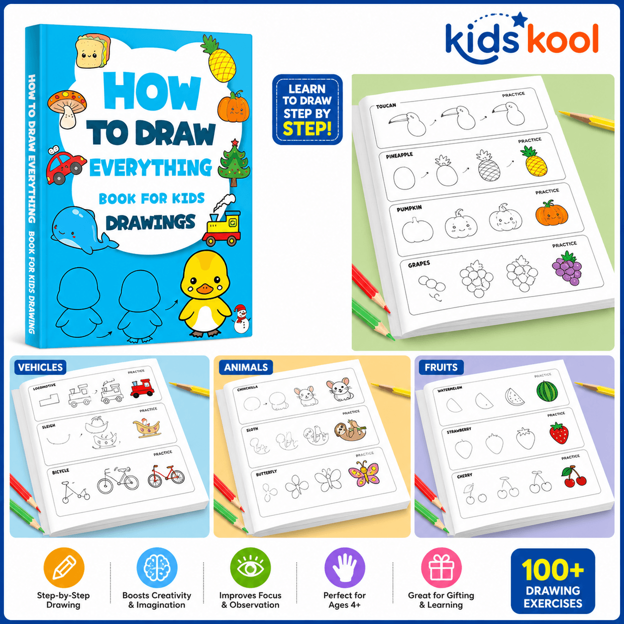 How to Draw Book for Kids Step by Step Drawing Practice Book 100+ Exercises Nepal for kids in Nepal