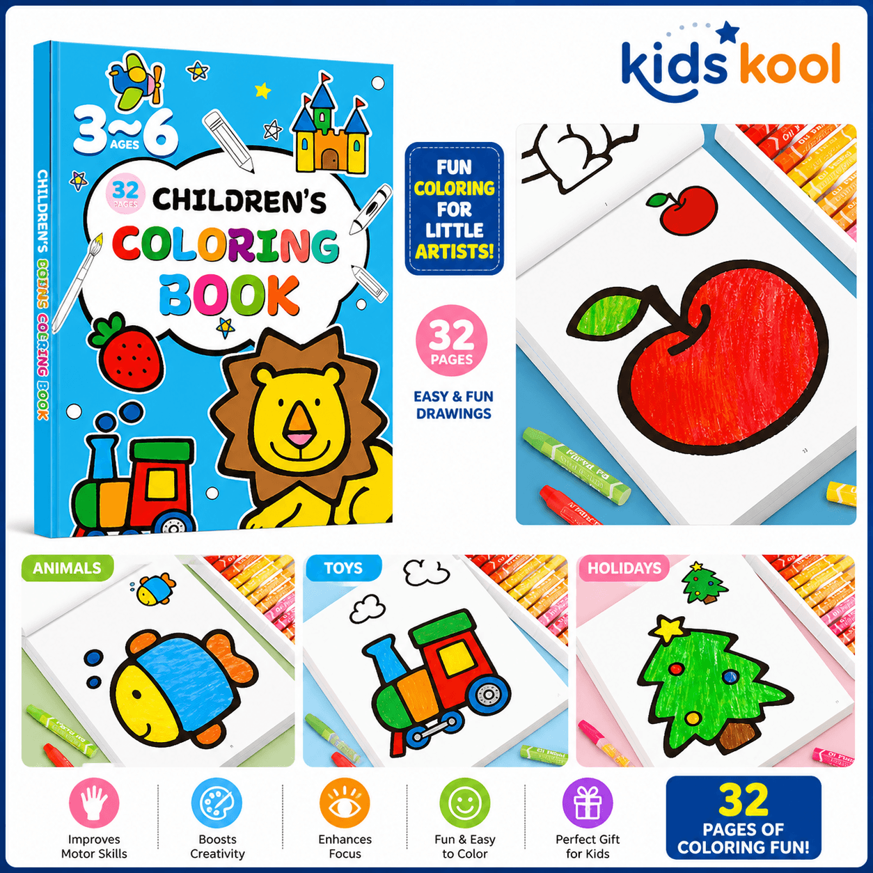 Kids Coloring Book with Crayon Set 32 Pages Drawing and Coloring Book for Kids Nepal for kids in Nepal